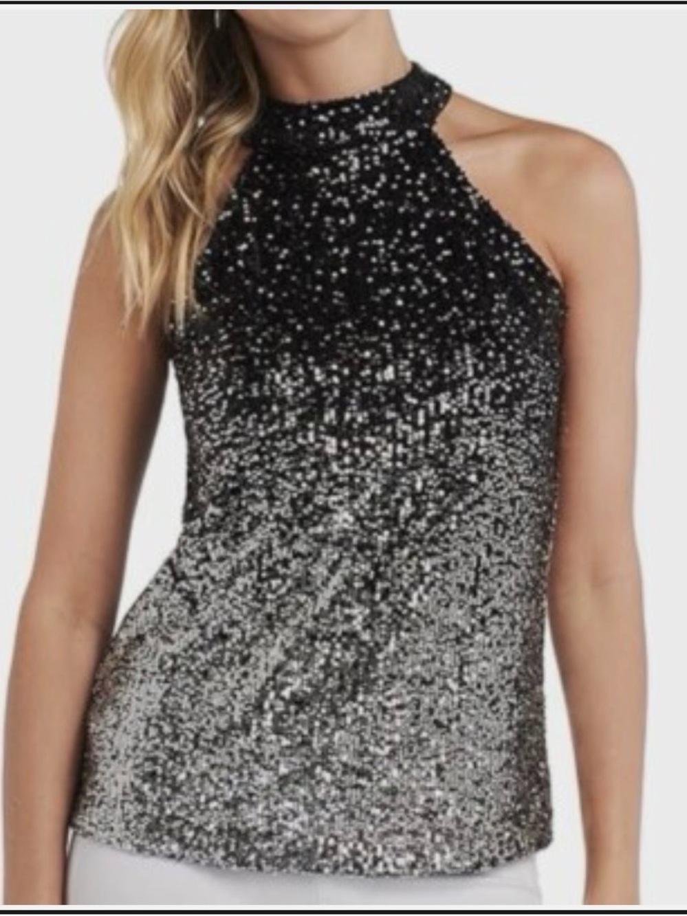 Cable & Gauge Black & Silver Ombre Halter Top - NWOT - Large - A083